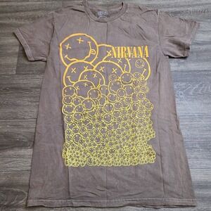 Nirvana Smiley Face T Shirt Unisex Small Short Sleeve Graphic Retro 90s Grunge